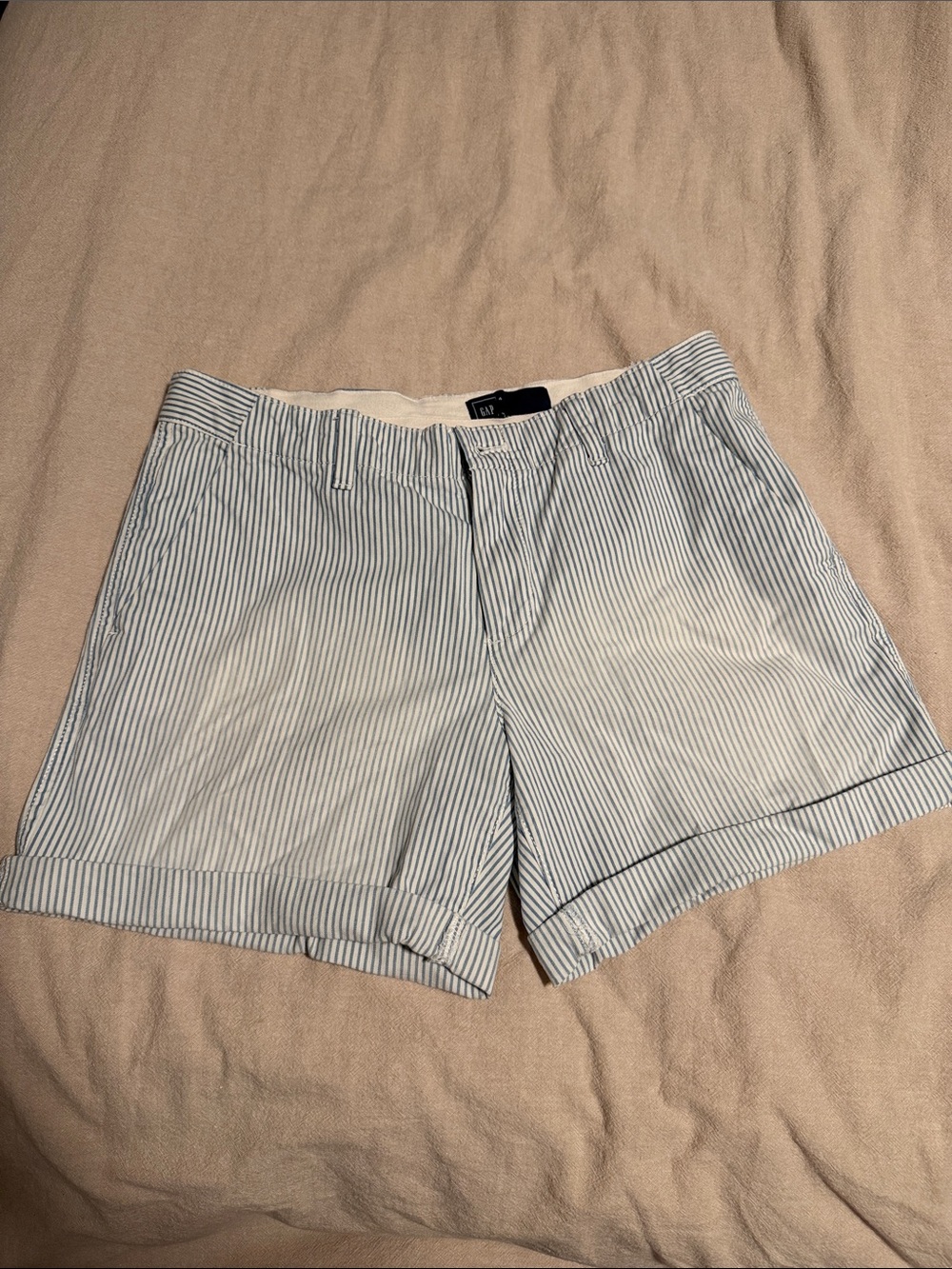 GAP Light Blue and White Striped Women’s Shorts